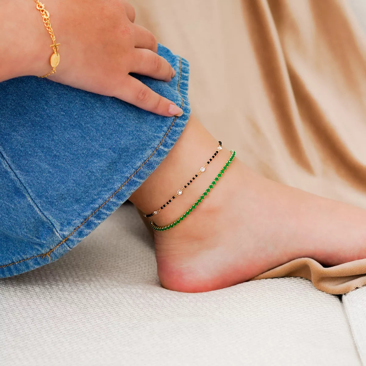 T Circonias Verde Unisex 22 Cms + Extensor