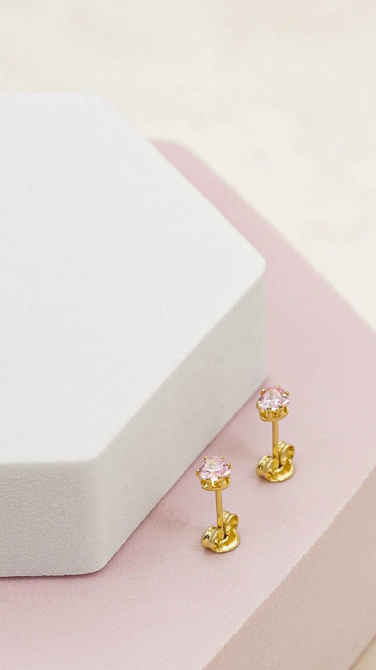 A Topo Circonia Corazón ROSA