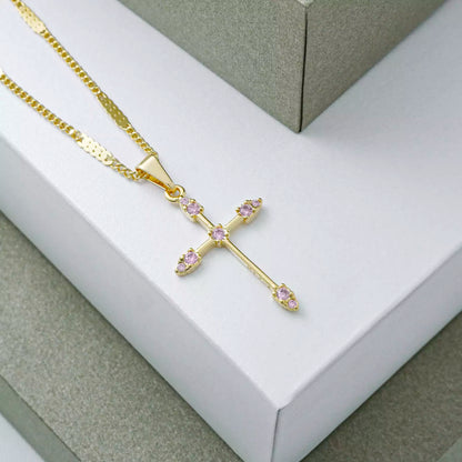 D Cruz Tubular 9 circonias ROSADO