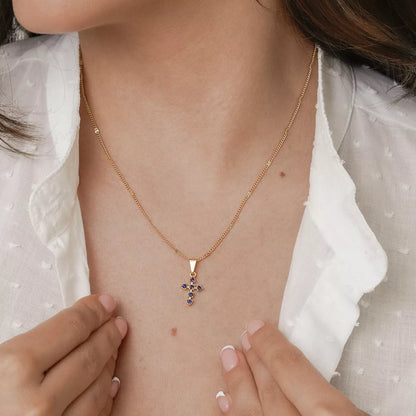 D Cruz 6 Circonias Azul