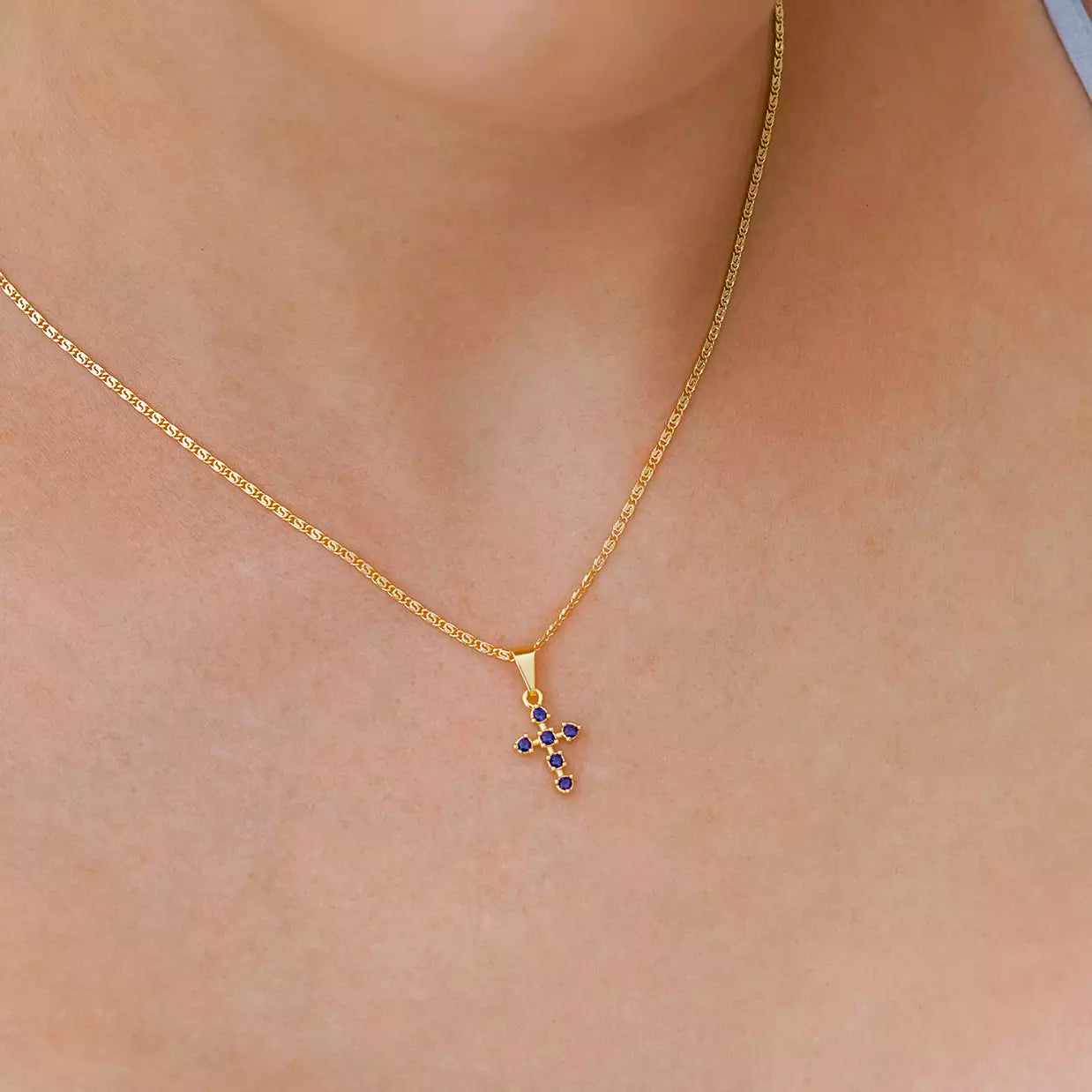 D Cruz 6 Circonias Azul