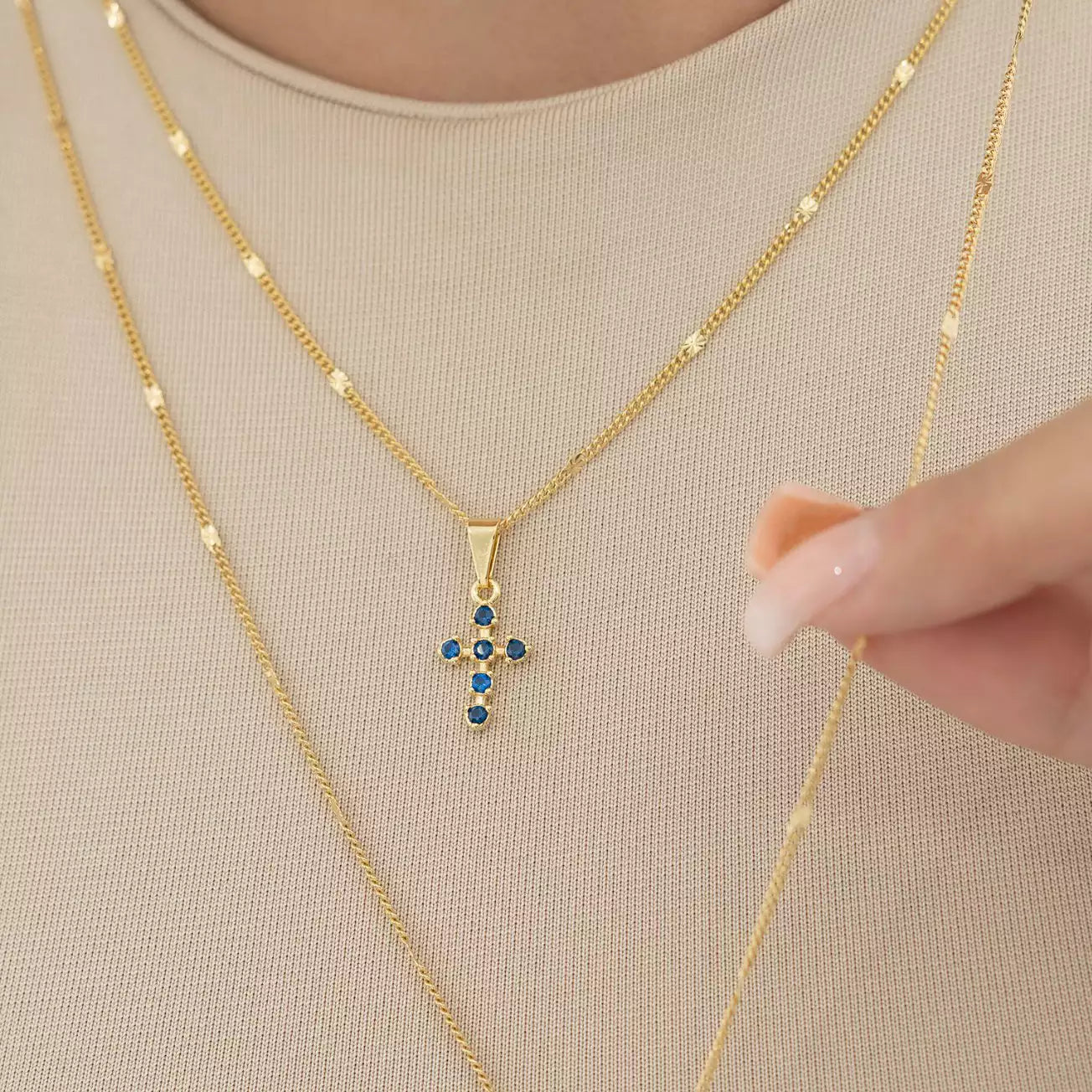 D Cruz 6 Circonias Azul