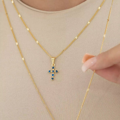 D Cruz 6 Circonias Azul