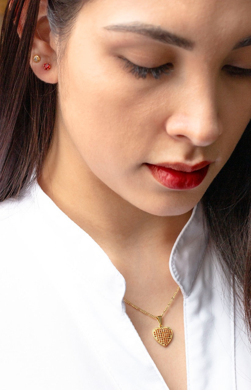 A Topo Circonia Corazón ROJO