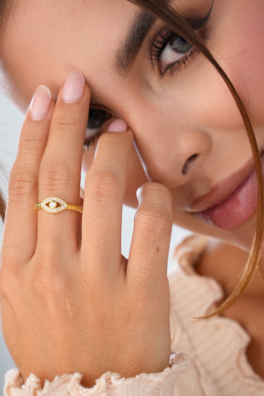 Anillo Ojo Turco Cristal Ajustable