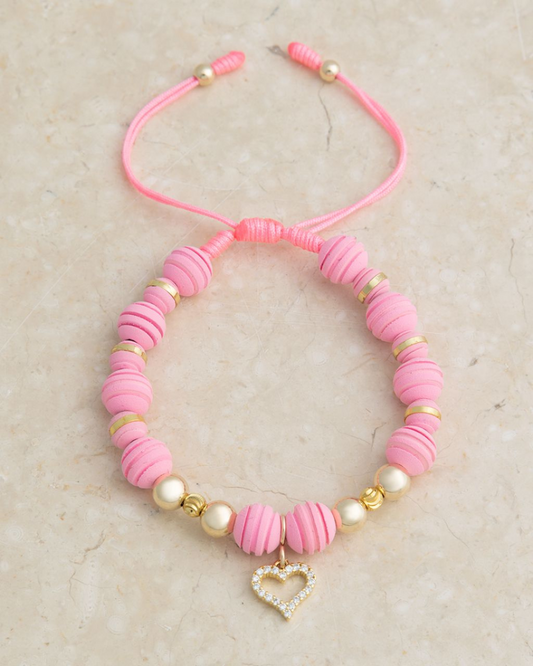 PULSERA ARTESANAL CORAZON SILUETA CIRCONIAS