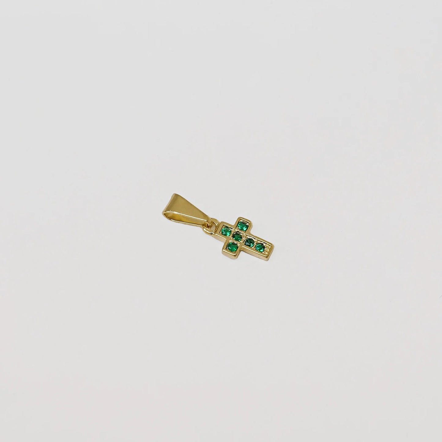D Mini Cruz Con Circonias Verde