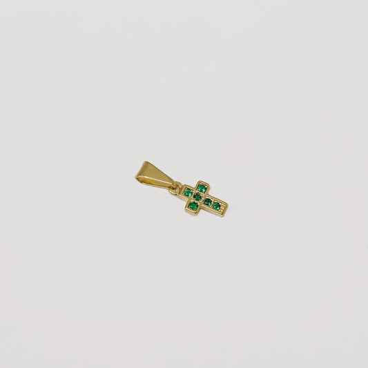 D Mini Cruz Con Circonias Verde